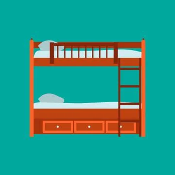 Bed side view vector icon comfortable apartment. Bedding room luxury pictogra Stock Illustration