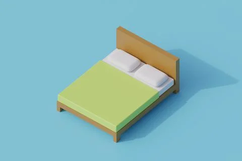 Bed single isolated object. 3d render illustration イラスト素材