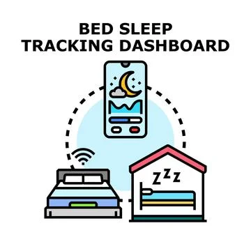 Bed sleep tracking dashboard concept using application Stock Illustration