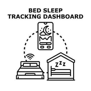 Bed sleep tracking dashboard concept using application Stock Illustration