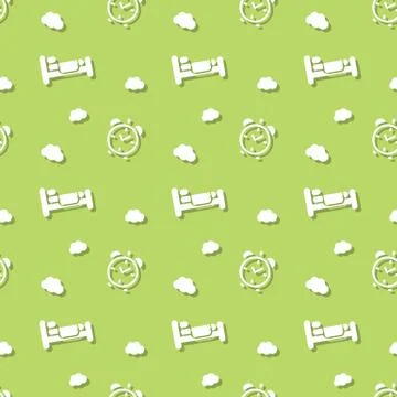 Bed For Sleeping Hotel Pattern Seamless Background Stock Illustration