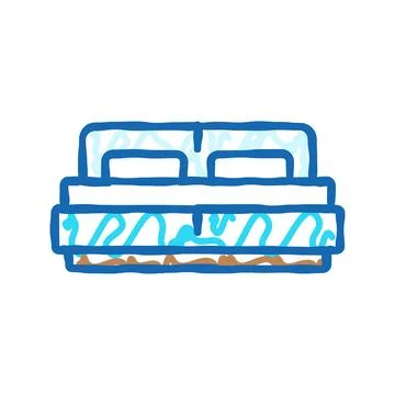 Bed soft cozy icon doodle illustration Stock Illustration