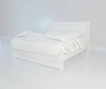Bed with soft white pillows. 3d rendering Illustrazione stock