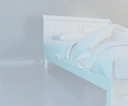 Bed with soft white pillows. 3d rendering Stock-Illustration