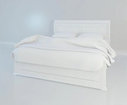 Bed with soft white pillows. 3d rendering 스톡 일러스트