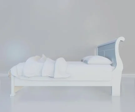 Bed with soft white pillows. 3d rendering Illustrazione stock