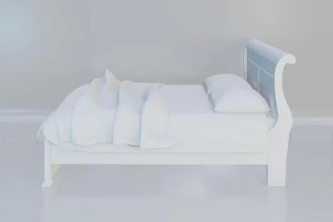 Bed with soft white pillows. 3d rendering Stock Illustration