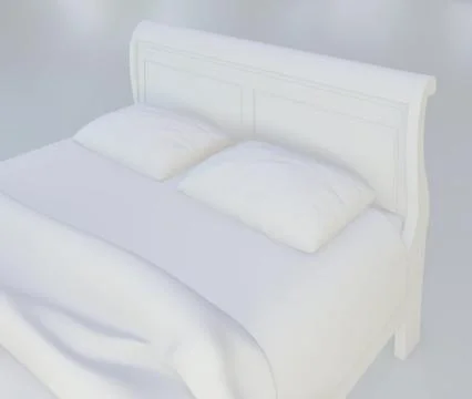 Bed with soft white pillows. 3d rendering Illustrazione stock