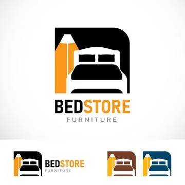 Bed Store Logo Design Template Stock Illustration