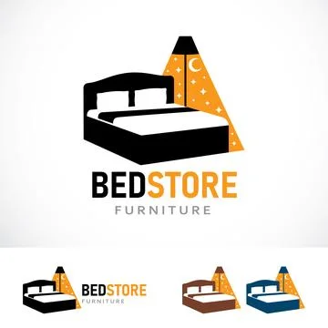 Bed Store Logo Design Template Stock Illustration