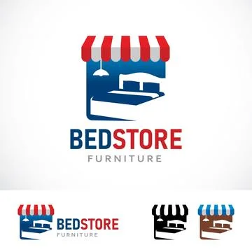 Bed Store Logo Design Template Stock Illustration