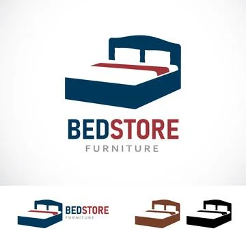 Bed Store Logo Design Template Stock Illustration