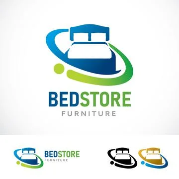 Bed Store Logo Design Template Stock Illustration