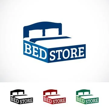 Bed Store Logo Design Template Stock Illustration
