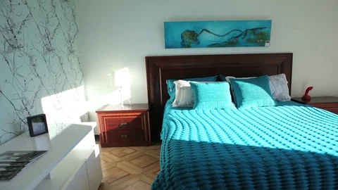 Bed in sunlight Stock Footage 77050783