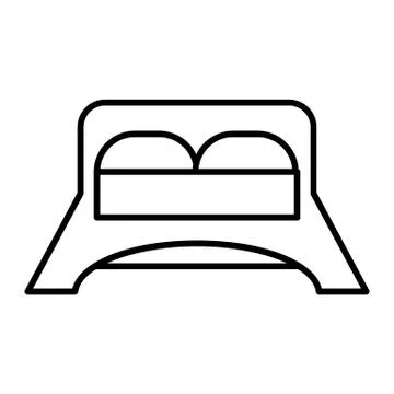Bed thin line icon. Bedroom vector illustration isolated on white. Double bed Stock Illustration