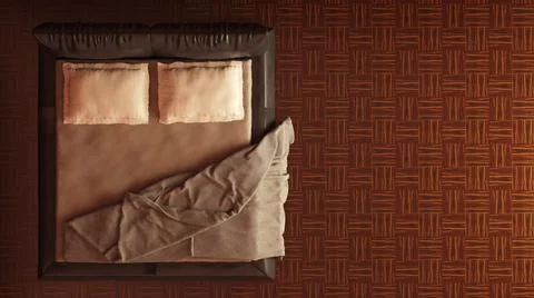 Bed Top View Bed with pillows and a blanket top view Copyright: xZoonar.co... Stock Photos