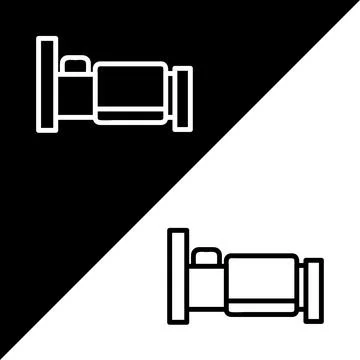 Bed Vector icon, Outline style, isolated on Black and white Background. Stock Illustration