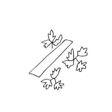 Bed vector sprout with hand drawn clip art leaves. Black gardening Stock Illustration