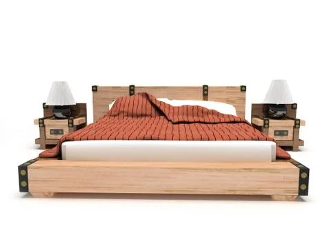 Bed on a white background Stock Illustration