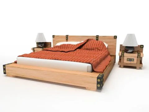 Bed on a white background Stock Illustration