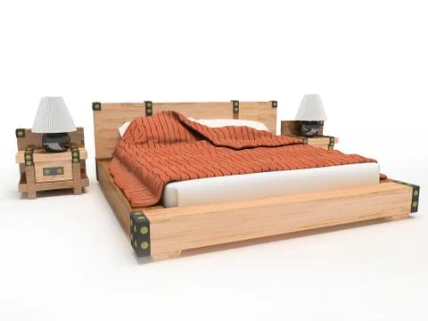 Bed on a white background Stock Illustration