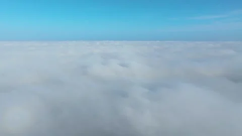 Bed Of  White Fluffy Clouds In Blue Clear Horizon. Aerial Shot Vidéo 255720108