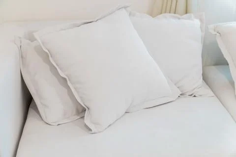 Bed WIth White Pillows Stock Photos