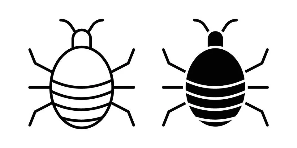 Bedbug icon linear versions pack on white background Stock Illustration