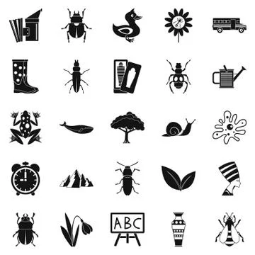 Bedbug icons set, simple style Stock Illustration