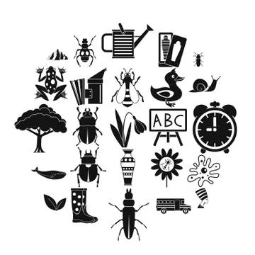 Bedbug icons set, simple style Illustrazione stock