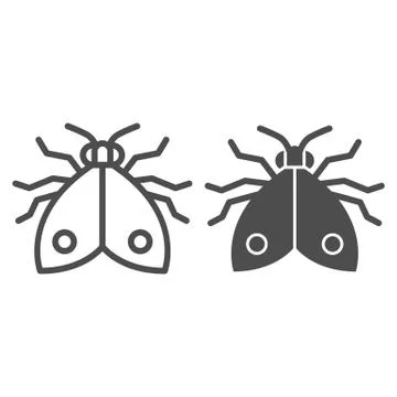 Bedbug line and solid icon, pests concept, chinch sign on white background, home Illustrazione stock