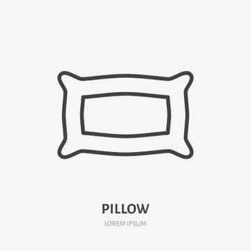 Bedding, bedroom decorations flat line icon. Vector illustration of pillows Stock Illustration