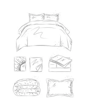 Bedding elements set white Illustrazione stock