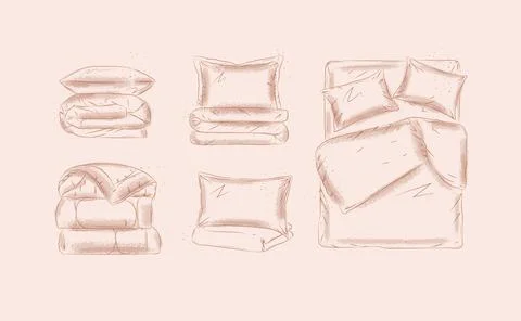 Bedding set beige Stock Illustration