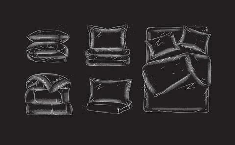 Bedding set black Stock Illustration