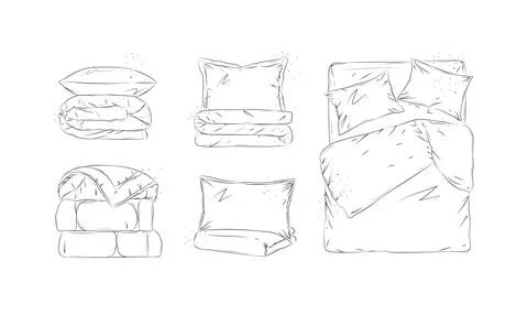 Bedding set white Stock Illustration