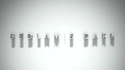 Bedlam's dark 3D title animation white text on a white background Stock Footage 300617914