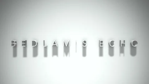 Bedlam's echo 3D title animation white text on a white background Stock Footage 300617916