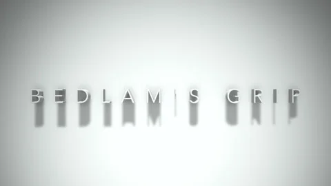 Bedlam's grip 3D title animation white text on a white background Stock Footage 300617921