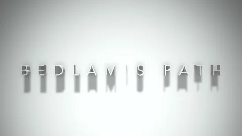 Bedlam's path 3D title animation white text on a white background Stock Footage 300617922