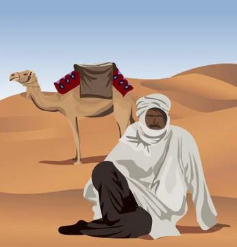 Bedouin and camel Stock Illustration