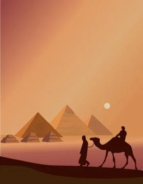 Bedouin and the Pyramids Stock Illustration