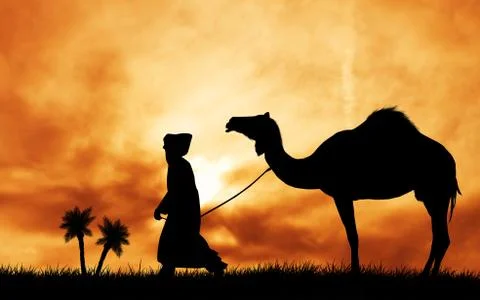 Bedouin in the desert Stock Illustration