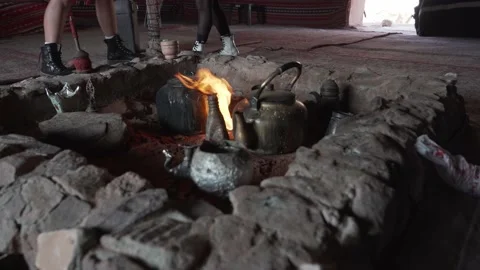Bedouin serving tea to visitors in Wadi Rum desert in Jordan Stock Footage 171759833