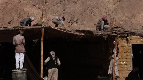Bedouins at work in a camp near Hurghada, Egypt Stock Footage 37831751