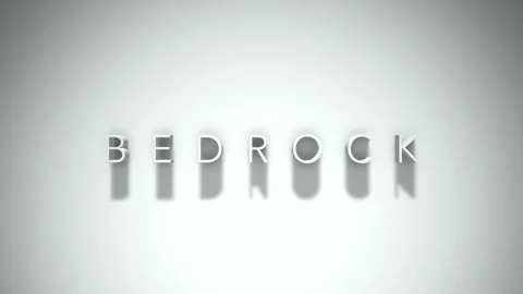 BEDROCK 3D title animation with shadows on a white background Stock-Footage 296799205