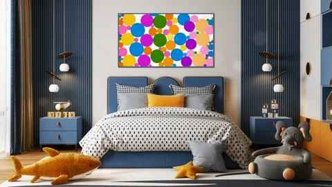 Bedroom with animated shadow and abstract circle animation Stock Footage 201254420