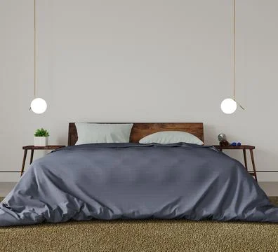 Bedroom with a bed, 3d render Stock Illustration