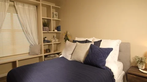 Bedroom Blue Lower Angle Stock Footage 112890815